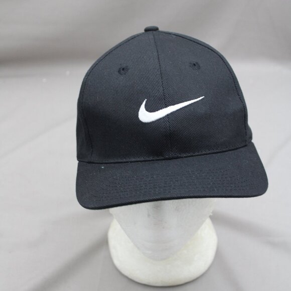 Vintage Hat - Nike White Swoosh Black Body - Adult Snapback - Picture 1 of 9